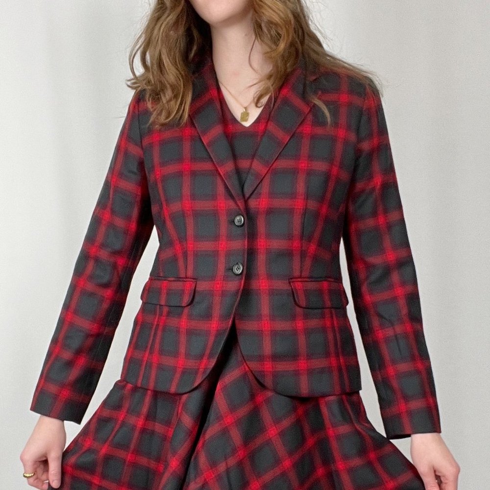 Vintage Pendleton Plaid Midi Dress Blazer Set Tartan Christmas Party Holiday - 6 - Picture 3 of 11